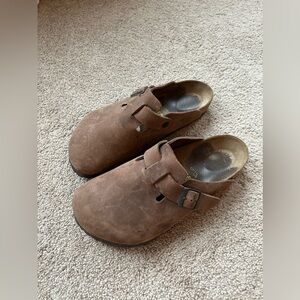 Birkenstock Boston Clogs slip on brown leather unisex size 43
